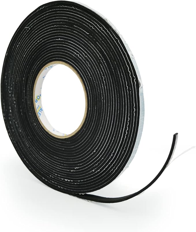 Alenor EPDM Black Foam Insulation Tape Self Adhesive 1/8"x 3/5" x 33' Ft –Pack of 1- Weather Stripping for Doors & Windows,Soundproofing,Door Seal,Weatherstrip,Pipe Cooling,Air Conditioning Seal Strip