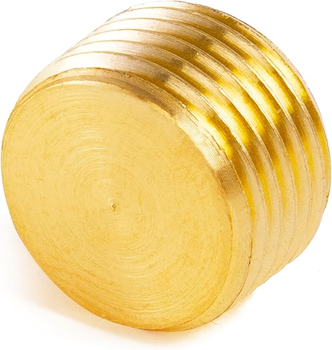 ChillWaves Brass Pipe Fitting, Internal Hex Head Socket Pipe Plug Fitting 1/4" NPT Male Thread Adapter(12-PACK)