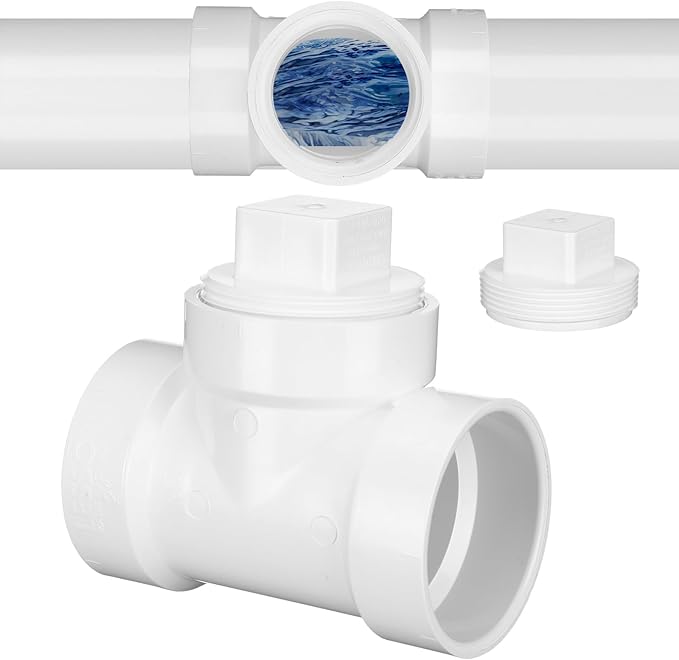 2" Hub x 2" Hub x 2" PVC Dwv Pipe Fitting Cleanout Tee with Plug Sewer Cleanout Adapter with NPT Female for Drainage Piping, Ventilation and Other System Drain