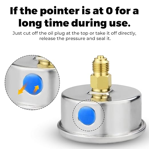 0-200 Psi Glycerin Liquid Filled Low Pressure Gauge, 2.5" Dial Size, 1/4" NPT Back Mount, 304 Stainless Steel Case, for Water Pipe, HVAC, Water Oil Air Pressure Test