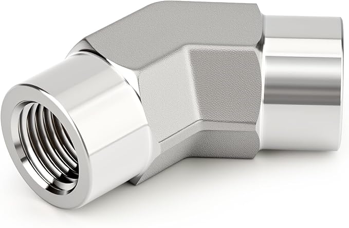 TAISHER 2PCS 304 Stainless Steel 45 Degree Barstock Street Elbow, 1/2" NPT Female x 1/2" NPT Female 304 Stainless Pipe Fitting