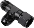 12AN Male Flare Tee T Fitting Adapter with AN12 Female Swivel On Run Aluminum Black