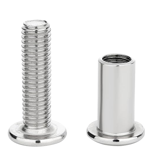 50 Pcs Silver M8x30mm Furniture Bolts Barrel Nut & Bolt - Suitable for Outdoor Applications Such Garden Fences, Gazebos and Decking Projects