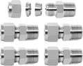 ChillWaves 304 Stainless Steel Compression Tube Fitting, 3/8" OD x 3/8" NPT Male Compression Union Connector(5-PACK)