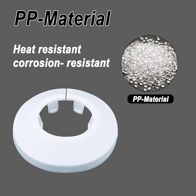 25mm Pipe Cover Decoration; Fit 0.98" Outer Diameter Pipe/Hole; White PP Plastic Escutcheon Collar; Snap-on Water Escutcheon Plate for Bathroom Kitchen Wall Tube Decor 1Pc