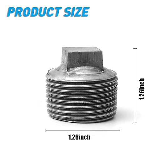 1" Pipe Fitting Male Cap, Home TZH 10 Pack 1" Malleable Iron Cast Black Pipe Male Square Caps for Steam-Punk Vintage Shelf Bracket DIY Plumbing Pipe Decor Furniture (10, 1")