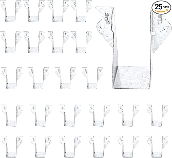 25 PCS 2"x4"Joist Hanger,20 Gauge Double Shear Face Mount Rafter Hanger for Deck Brackets,Rafter Brackets,Hurricane Ties for rafters