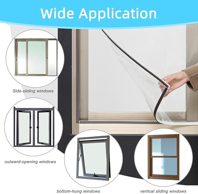 DIY Magnetic Window Insulation Kit 48"x44" Indoor Clear Film for Heat and Cold Winterizing Kit Cuttable Transparent Window Covering
