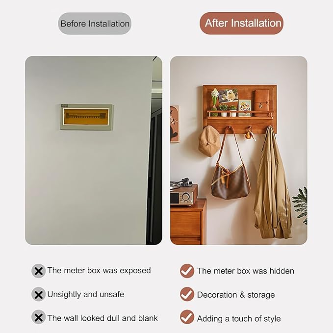 Elegant Electric Meter Box Cover Decorative Fuse Box Cover with Hook, Circuit Breaker Panel Protective Lid, for Farmhouse/Dorm(59 * 39cm/23 * 15in)