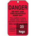 AccuformNMC Scaffold Status Tags, 25 Pack Red Danger Safety Tags “Do Not Use This Scaffold Keep Off”, 5.75” x 3.25”, Durable Water-Resistant 10-mil PF-Cardstock, Made in USA, TSS101CTP