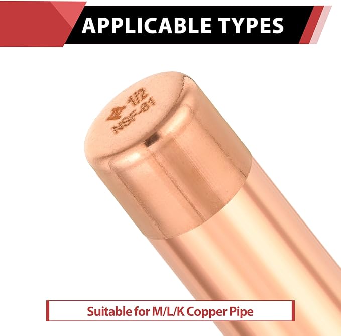 Pro 50 Pack EFIELD 1/2-inch Solder Copper Pipe End Cap (Plug), LF Copper Plumbing Fittings with Sweat Solder Connection,(COPPER020)