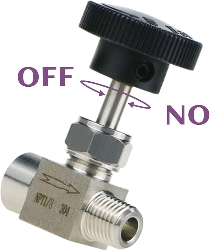 Stainless Steel 304 NPT 1/8 Female to Male Needle Valve for Flow Control in Gas Oil Water Systems, 1PC