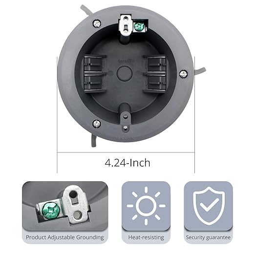 Electrical Outlet Boxes,4.25” Dia Groundable Plastic Round Electrical Boxes,18 Cubic Inch ETL,Fire Rated for 2 Hours,for Home Improvement.