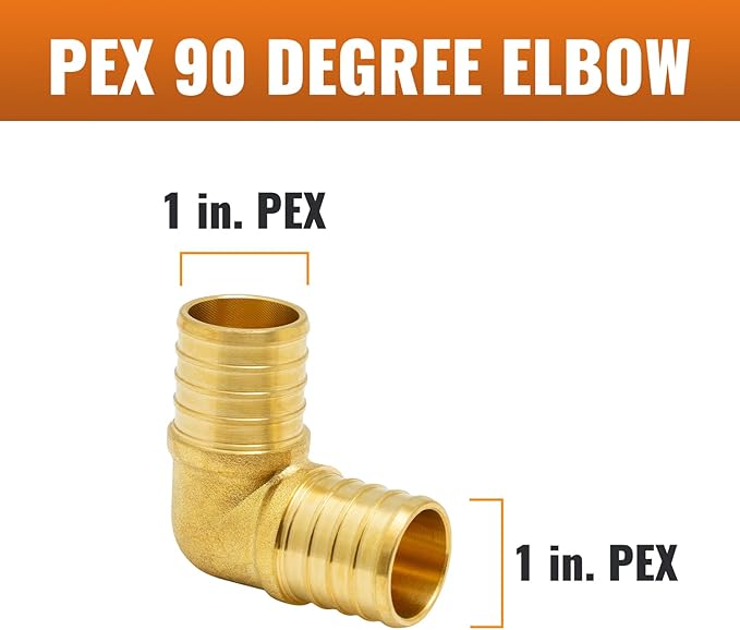 SUNGATOR 12-Pack 1 Inch 90 Degree Elbow PEX Fittings, No Lead Brass Crimp for PEX Tubing