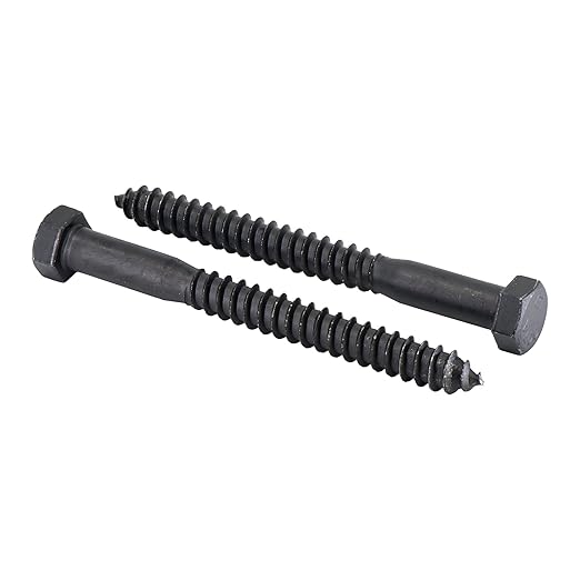 1/2" x 5”, 25-Piece Black Lag Bolts, Rustproof 4-Layer Ceramic BLAKOTE, 2X Protection of Galvanized Lag Screws, for Decks Pergolas by Makers Bolt