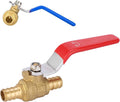 HeSun 2-PCs 1/2 Inch PEX Ball Valves, 1/4 Turn Full Port Shut-off Valve, Brass Crimp Pex Valve for Hot and Cold Water, ASTM F1807,Blue & Red