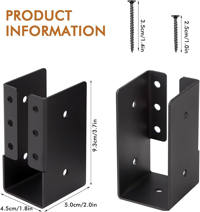 Concealed Joist Hangers, 10 Pcs 2"x4" Outdoor Trim Concealed Flanges with Screws,, for Beam,Swing, Handrail,Fence (10, 2"x4")