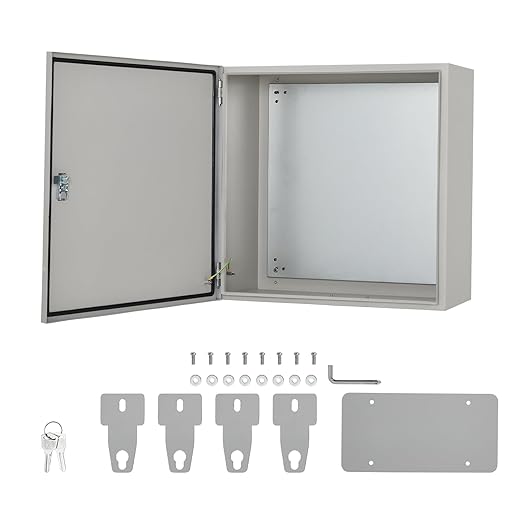 Outdoor Electrical Box, 24"x24"x12" NEMA 4X Steel Enclosure, IP67 Waterproof & Dustproof, Lockable Electrical Junction Box with Mounting Plate and 2 Keys, Indoor and Outdoor Use
