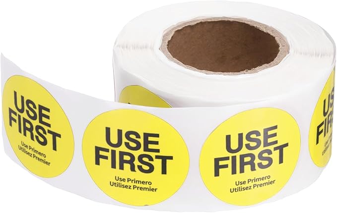 PATIKIL 500 Pcs USE First Stickers, 1.5 inch Round Use First Stickers Food Service Circle Inventory Control Adhesive Labels for Food Service Kitchen Restaurants Retail Storage Date, Yellow