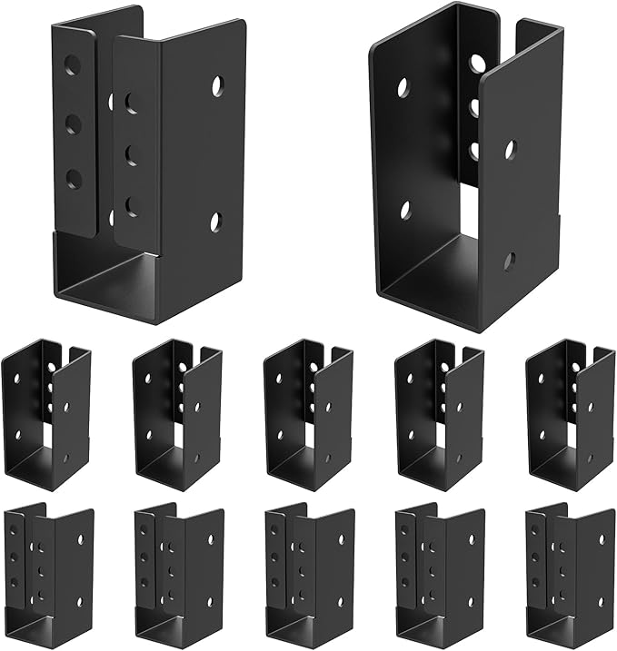 Concealed-Flange Joist Bracket (12 Pack), 2"x4" Outdoor Concealed Mount Light Joist Hanger with Screws, Q235B Steel Powder Coated for Beam, Swing, Handrail, Fence
