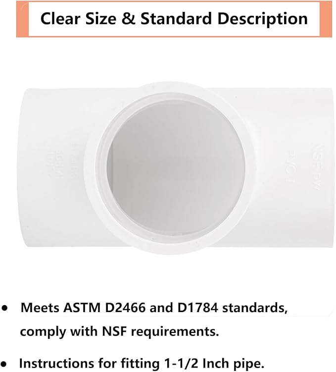 5Pack 3 Way 1-1/2" PVC Tee PVC Pipe Fittings Connector (Socket x Socket x Socket) Furniture Grade SCH40 1.50" PVC Tee Elbow Pipe Fitting Adapter for Water Supplies Build PVC Furniture Shelf