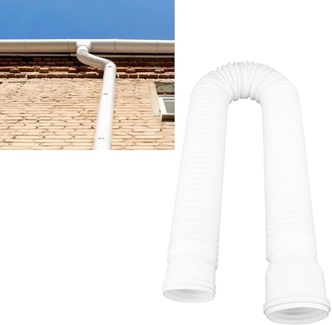 Tyenaza Rain Gutter Downspout Extension, Drainage Pipe, Flexible PE Extendable Drain Away Extender for Outdoor Villa Round (White)