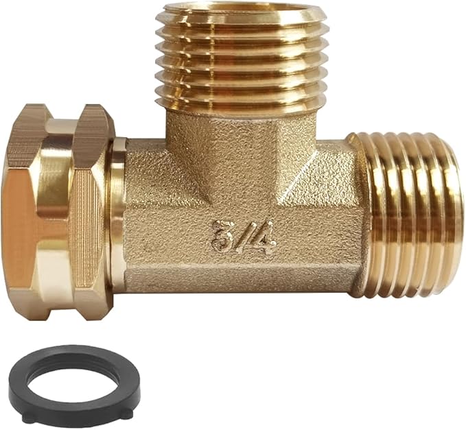 Joywayus Brass Swivel Pipe Fitting Tee - 3-Way Adapter, 3/4" GHT Female Male Male
