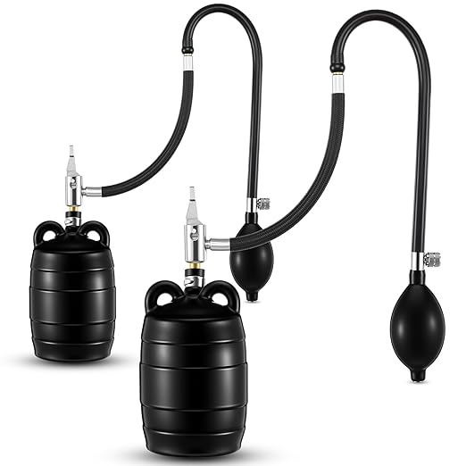 Nuanchu 2 Sets 3 Inch Test Plugs Inflatable Pipe Ball Plugs with Gas Tubes and Inflator Pumps, Black Rubber Pressure Test Balls for Toilet Drain Sewage Pipeline Inspection