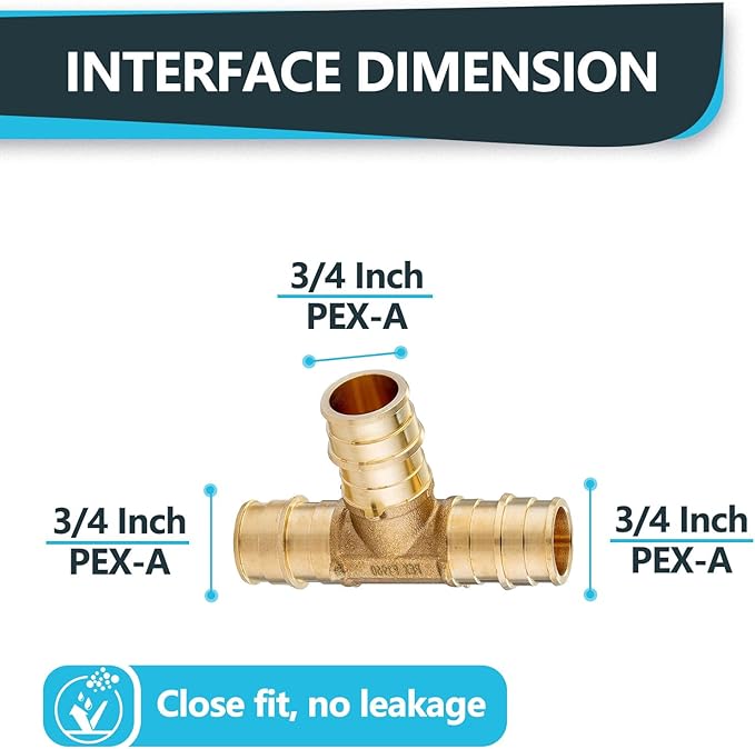 (50-Pack) Seelink 3/4" x 3/4" x 3/4" PEX-A Tee Expansion Fittings, for PEX Tubing Pipe Hose Fittings, ASTM F1960(PEX1960043-50Pack)