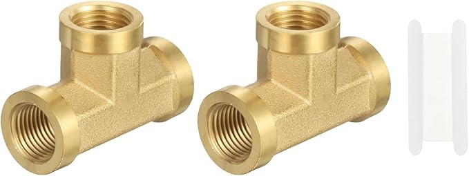 PATIKIL Brass Tee Fitting, 1Pcs 1/8" x 1/8" x 1/8" NPT Female Pipe 3 Way Forged Brass Barstock Street Tee Pipe Fittings for Water Gas Refrigeration