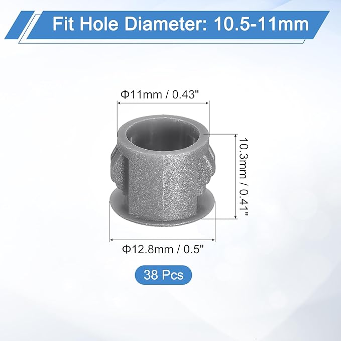 uxcell 38Pcs 11mm(7/16") Nylon Hole Plugs, Flush Type Panel Round Snap in Fastener Knockout Locking Plugs for Furniture Insert End Caps Panels, Gray