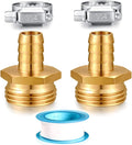 Solid Brass Garden Hose Repair kit Connector with Stainless Steel Clamps, Male Adapter/Female Garden Hose Swivel Fitting… (1/2" Barb x 3/4" Male -2 Sets)