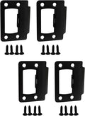 QCAA Solid Brass Universal Type Restorer Lock Strike Plate, 2-1/4" x 1-3/4", Matte Black, 4 Pack, MIT