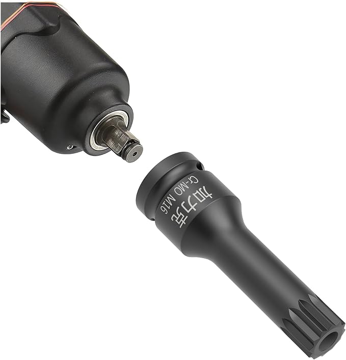 1/2-Inch Drive x M17(17mm) Impact XZN Triple Square Spline Bit Socket, Security Tamper Proof Metric Lengthen Screwdriver Socket Adapter, 3-Inch Length, One-Piece Construction, CR-MO, Black