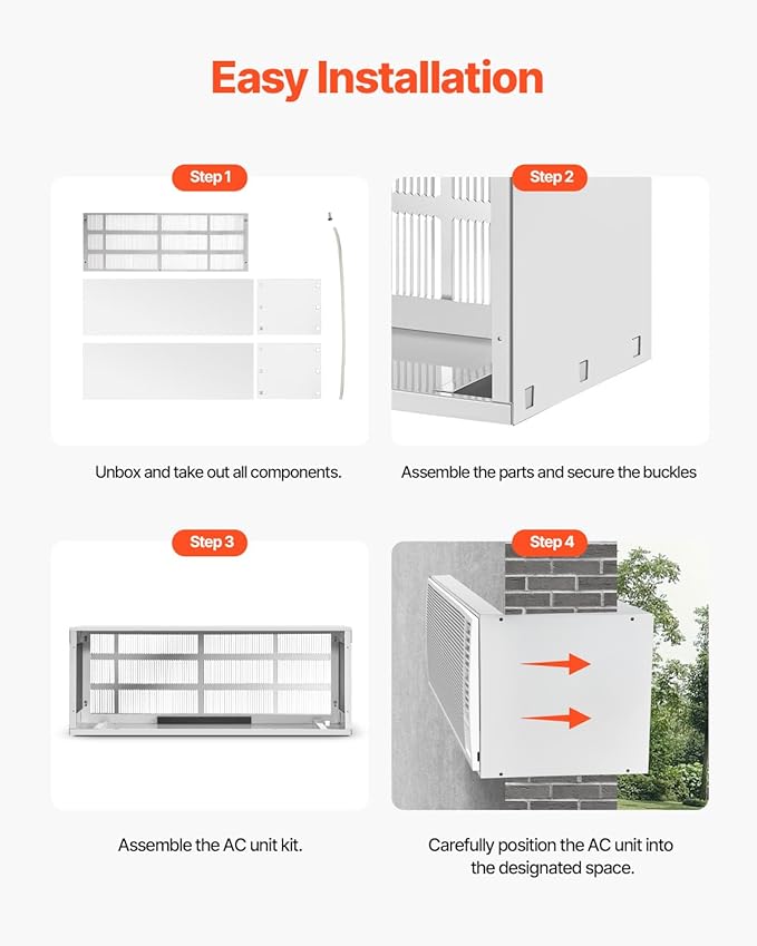 VEVOR Air Conditioner Wall Sleeve, 42 in Through The Wall Air Conditioner Sleeve, Exterior Grille, Wall AC Sleeve, Fit Most Brands of Through The Wall Air Conditioner, Durable and Weather-Resistant