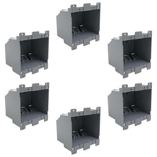2 Gang Electrical Box,Electrical Outlet Boxes Plastic 26 Cubic inch,Plastic Junction Box for Switches(6 Pack),Double Gang Electrical Box,ETL Tested for Home Improvement