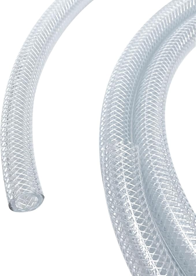 Gloxco Clear Braided PVC Tubing, Food Grade, Heavy Duty Reinforced Hose, 1/2" ID, 300 Ft Length