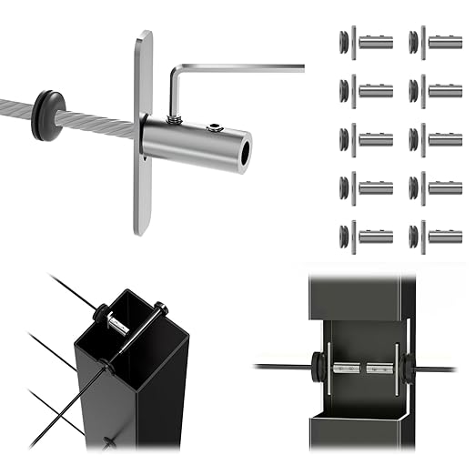 10 Pack Patent Swageless 1/10" 1/8" Invisible Cable Railing Kit Terminal Toggle Anchor Angle, Invisible T316 Stainless Steel Cable Railing Hardware for Corner, Stair & Wall Posts, Brushed