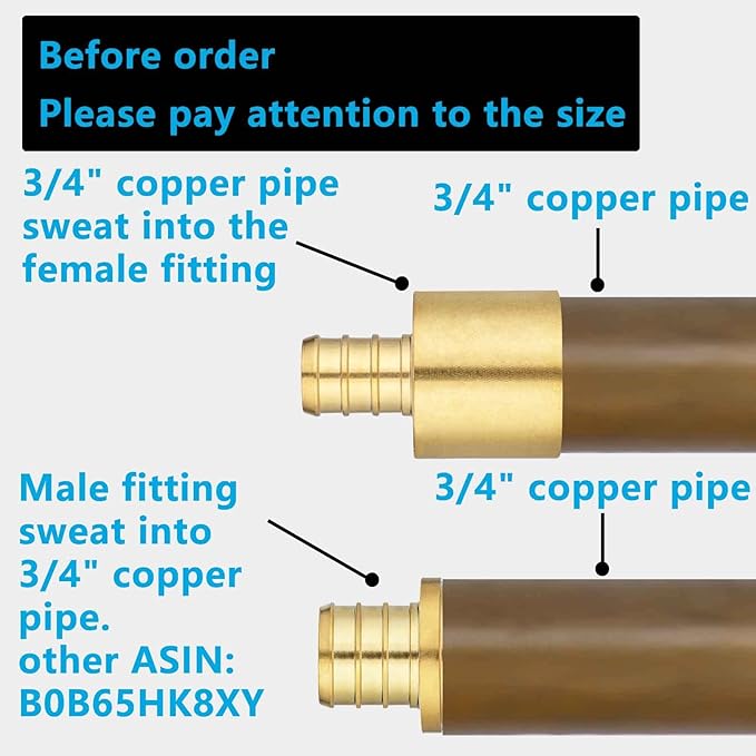 (10 Pack) Lidertik Copper to Pex Fittings, 1/2" Pex F1807 x 3/4" Female Sweat Adapter Brass