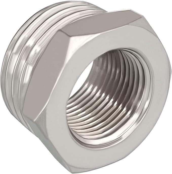 1/2” G Male to 3/8” Compression Female Nickel Plated Brass Reducer Faucet Adapter Water Supply Line Adapter for Kitchen Bathroom Plumbing Pipe 4PCS