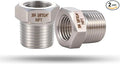 2 Pcs 3/8" Male NPT to 1/4" Female NPT Reducer Hex Bushing，304 Stainless Steel Pipe Fitting Hex Bushing, Heavy Duty Pipe Fitting Reducer Adapter