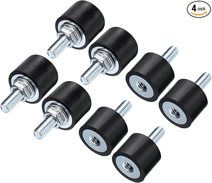 uxcell 4pcs M6x18mm Rubber Isolator Mounts with Studs 20x15mm Male Female Vibration Shock Absorber Zinc Plated Cylindrical Thread Mounts Anti Vibration Isolators with 4pcs M6 Lock Nuts