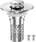 Sink Stopper Hair Catcher, Pop-up Sink Drain Strainer with Removable Stainless Steel Strainer Basket Hair Catcher, Bathroom Sink Strainer for Bathroom Sink Stopper Replacement(New/2PCS)