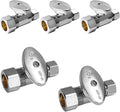 5-Pack Foskan 1/4 Turn Compression Straight Shut off Valve,Straight Stop Valve 1/2" NOM (5/8" OD) x 3/8" OD,Chrome Plated Brass