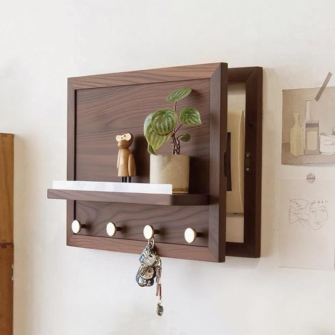 Electric Meter Box Decorative Painting Decorative Fuse Box Covers, Circuit Breaker Panel Protective Lid with Hook for Farmhouse/Dorm(Dark Brown)