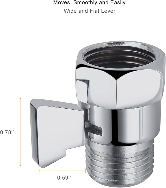 Angle Brass Shut Off Valve for Handheld Shower, Water Pressure Regulator Replacement, Chrome