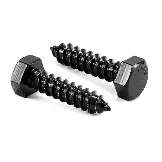 1/4" x 1-1/4" Hex Head Lag Screws Bolts 10Pcs 304 Stainless Steel 18-8, Partial Thread, Hexagon Head Wood Screws Black Oxide by SG TZH