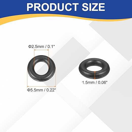 HARFINGTON 50pcs Nitrile Rubber O-Rings 5.5mm OD 2.5mm ID 1.5mm Width Metric Buna-N NBR Sealing Gasket Plumbing Sealing Repair O Rings for Car Auto Vehicle Repair Faucet Air Gas
