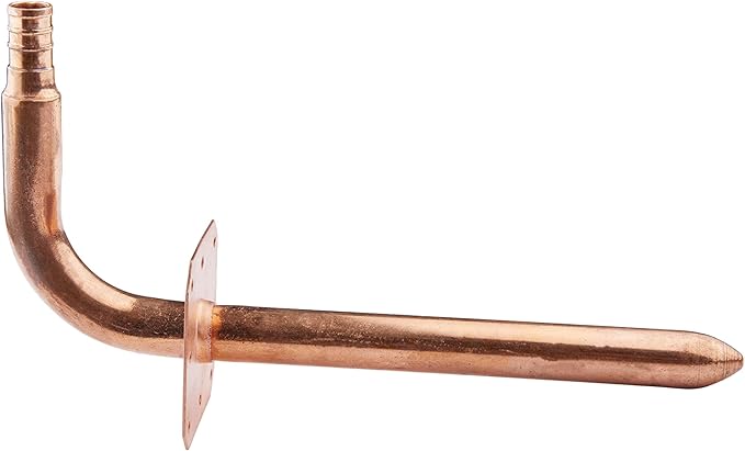EFIELD 1/2" Pex Copper Stub Out Elbow with Wall Flange, 8 Inch Length,(STUB012)