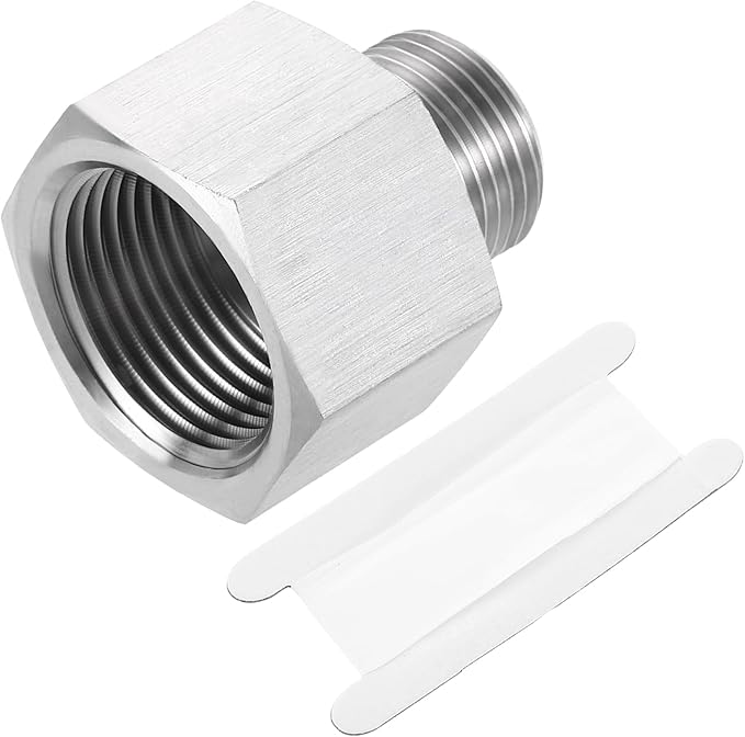 uxcell Pipe Fitting Reducing Adapter, M20 Male x 3/4" NPT Female 304 Stainless Steel Reducer Connector for Water Oil Air Pressure Gauge, Silver